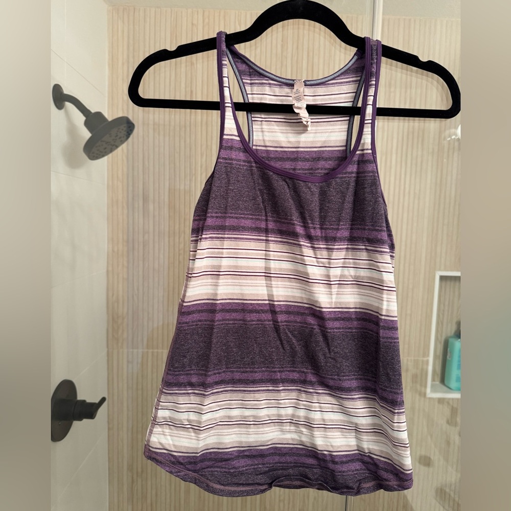 Lululemon Athletica Purple and White Striped Tank Top
